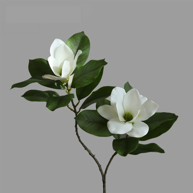 Künstliche Magnolie, 100 cm, Latex, 4 Blüten, biegsamer Stiel – Hochwertige Dekoration für Zuhause, Hotel, Event, Hochzeit, ganzjährig
