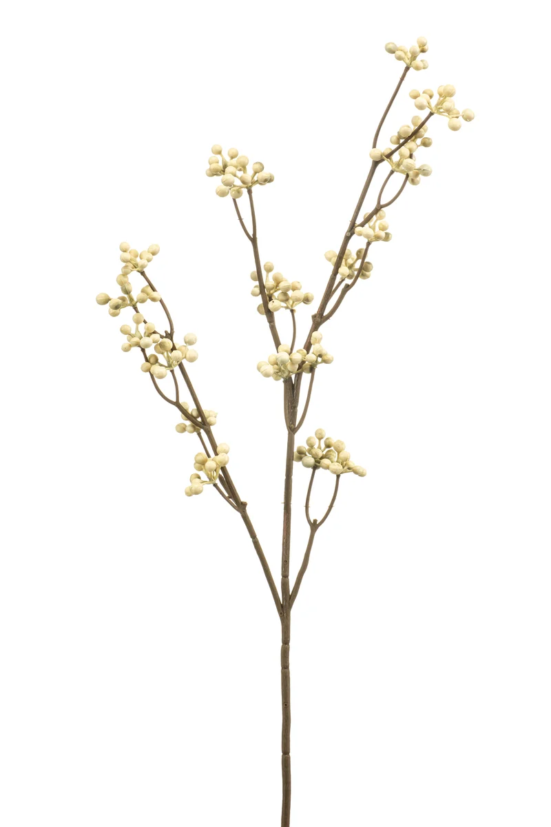 Beeren künstlich 75 cm - 1 Zweig - Creme
