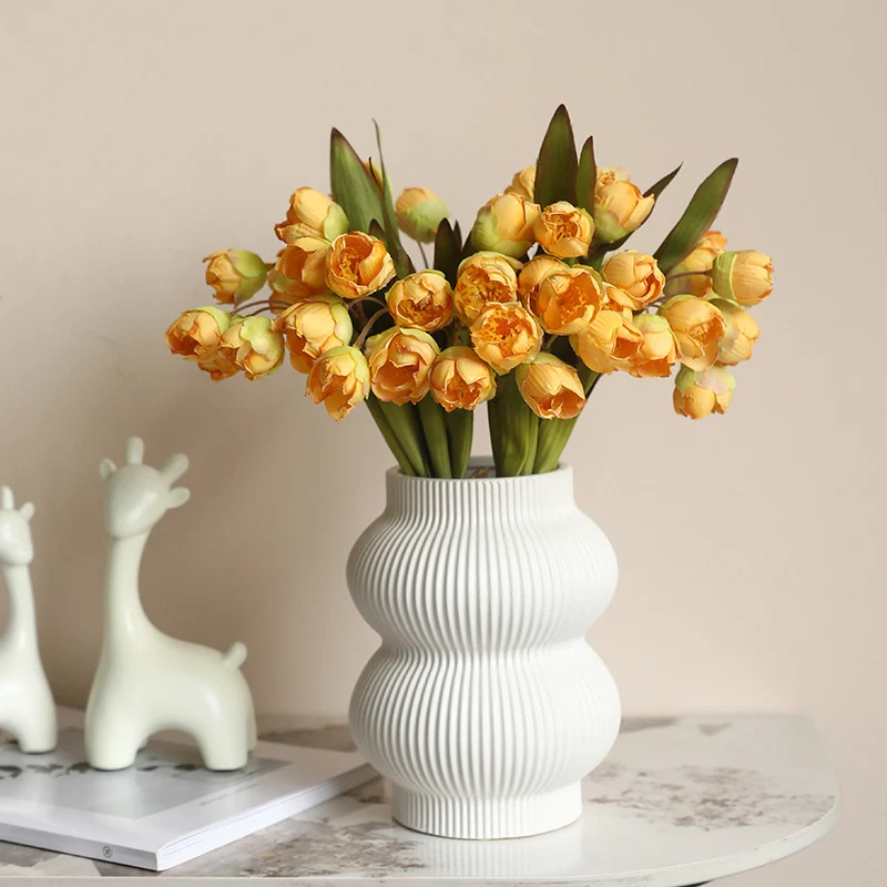 Künstlicher Maiglöckchen-Strauß mit 24 Blüten, 33 cm, Seidenstoff - für Hochzeiten, Innendekoration und Gewerbe