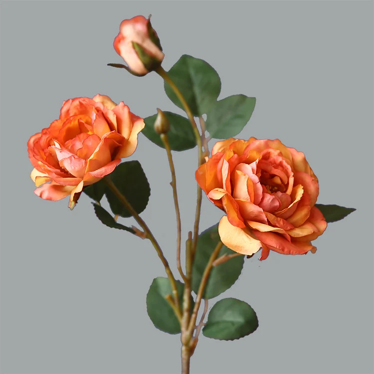 Künstliche Pfingstrosen, einzelner Stiel mit 3 Blüten, 53 cm, Seidenstoff, für Haushalt und Gewerbe