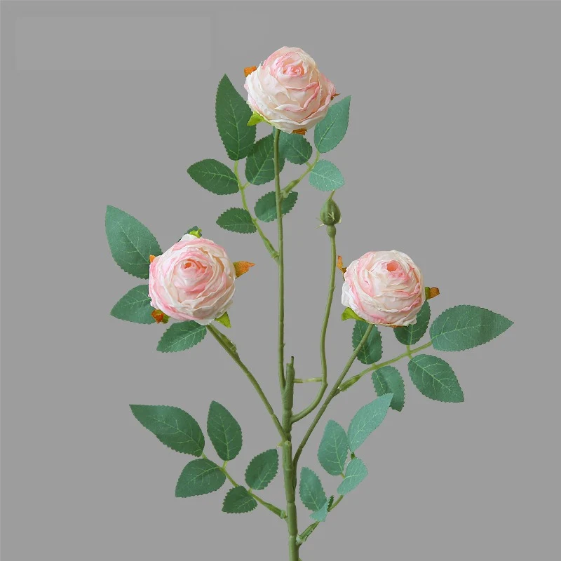 Künstliche Rose mit 3 Blüten, Einzelstiel, 57 cm, Seidenstoff, für Wohnzimmer und Tischdekoration