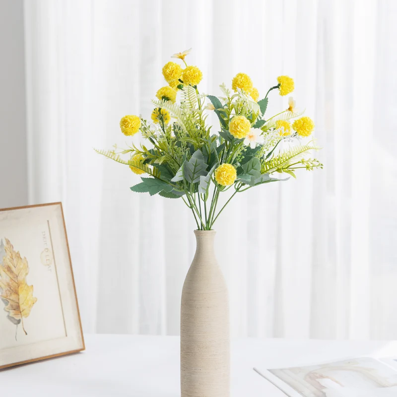 Künstliche Löwenzahn-Hortensien, 36 cm hoch, 8 Blüten, für Hochzeiten, Grabgestecke und Innendekoration, Plastik