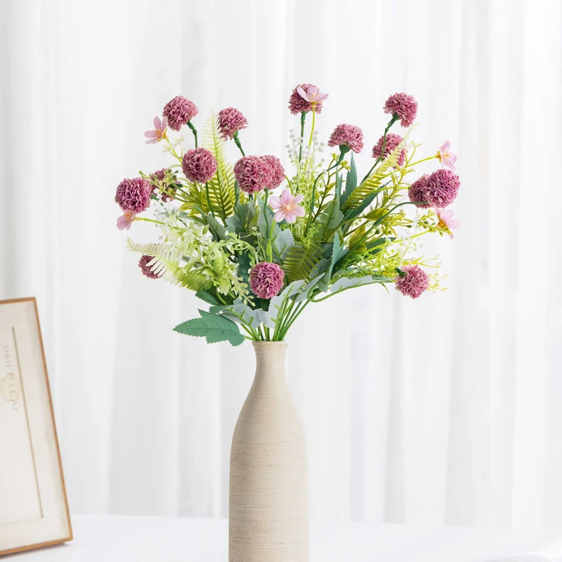 Künstliche Löwenzahn-Hortensien, 36 cm hoch, 8 Blüten, für Hochzeiten, Grabgestecke und Innendekoration, Plastik
