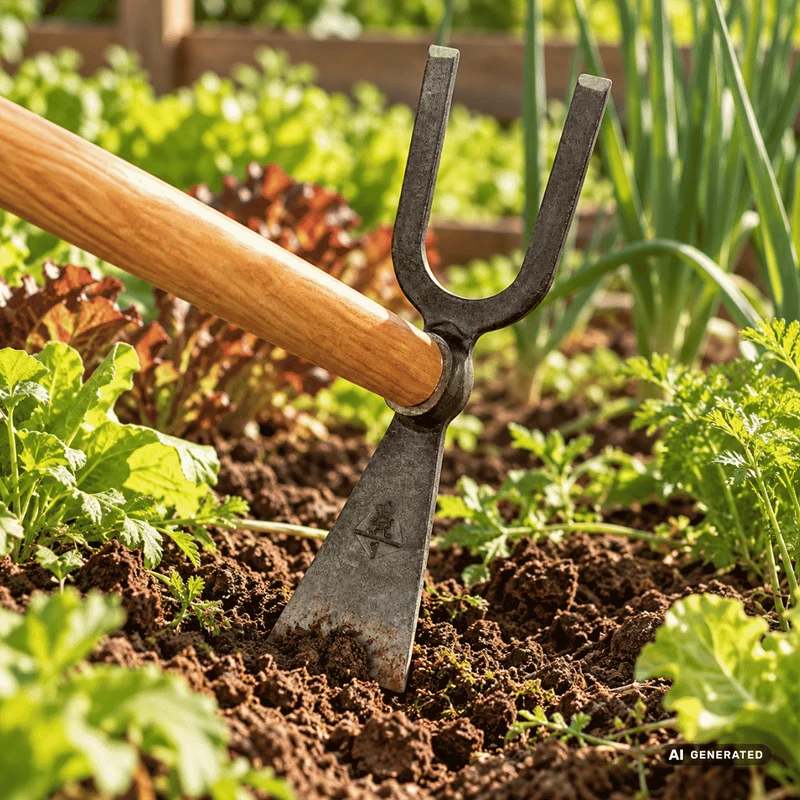 SHW Gartenhacke Blatt schmal 2 Zinken stumpf mit Eschenstiel 135 cm