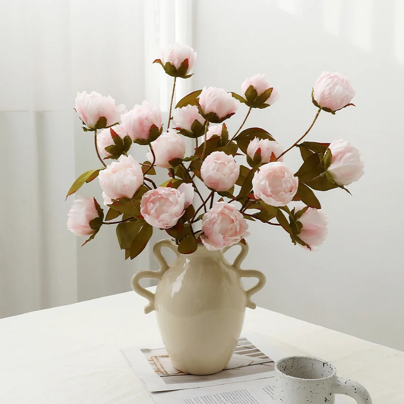 Künstliche Pfingstrose, 4 Blüten, Seidenblumen-Busch, 73 cm, für Hochzeit, Dekoration, Gewerbe, Innen & Außen