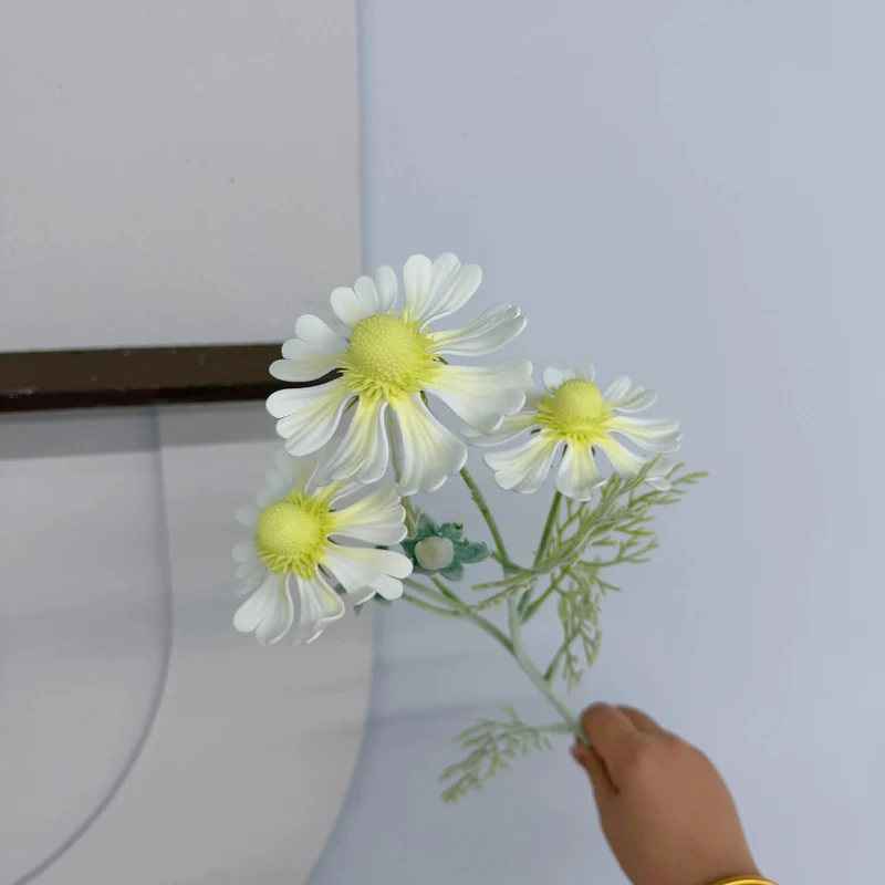 Künstliche Chrysantheme, 3 Blüten, 59 cm hoch, EVA-Material, für Hochzeit, Dekoration, Innenraum