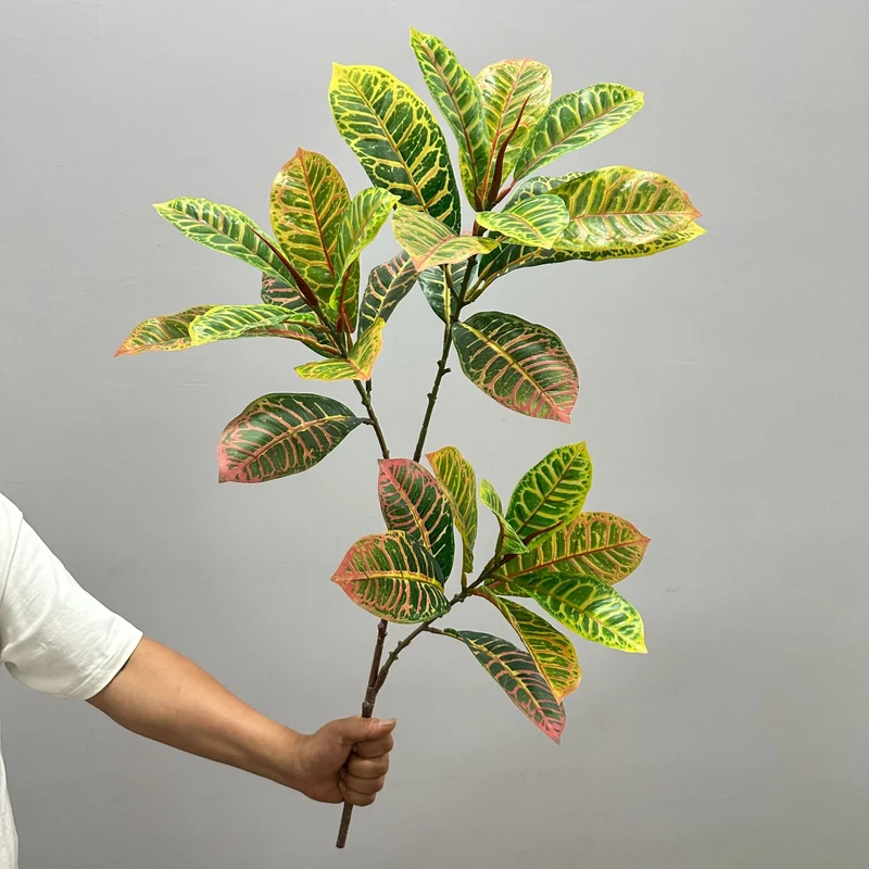 Künstliche Croton-Pflanze, 64 cm, für Innen- und Außenbereich, PE/PVC-Material