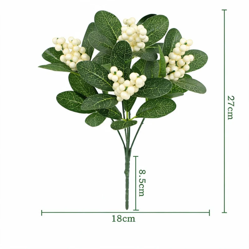 Künstliche Eukalyptusblätter mit roten Beeren, 27 cm, für Hochzeiten, Dekoration, Innenräume, Großhandel