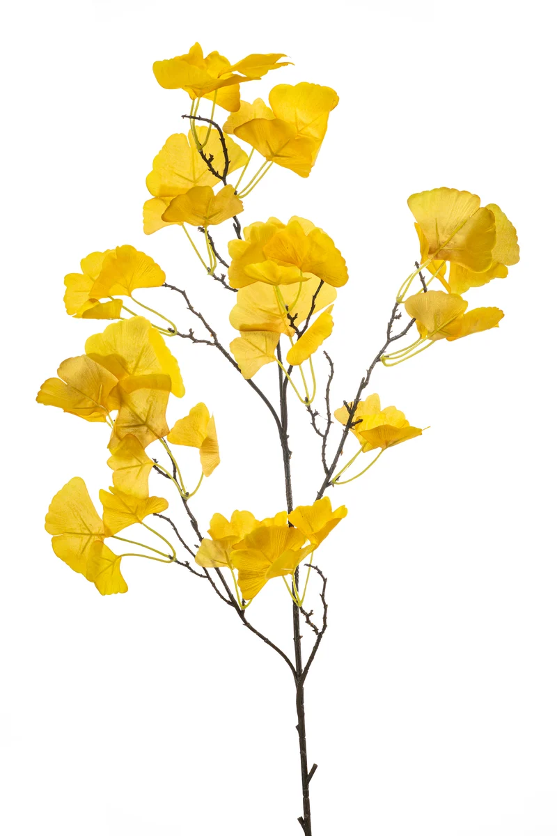 Ginkgo künstlich 110 cm - 1 Zweig- Gelb