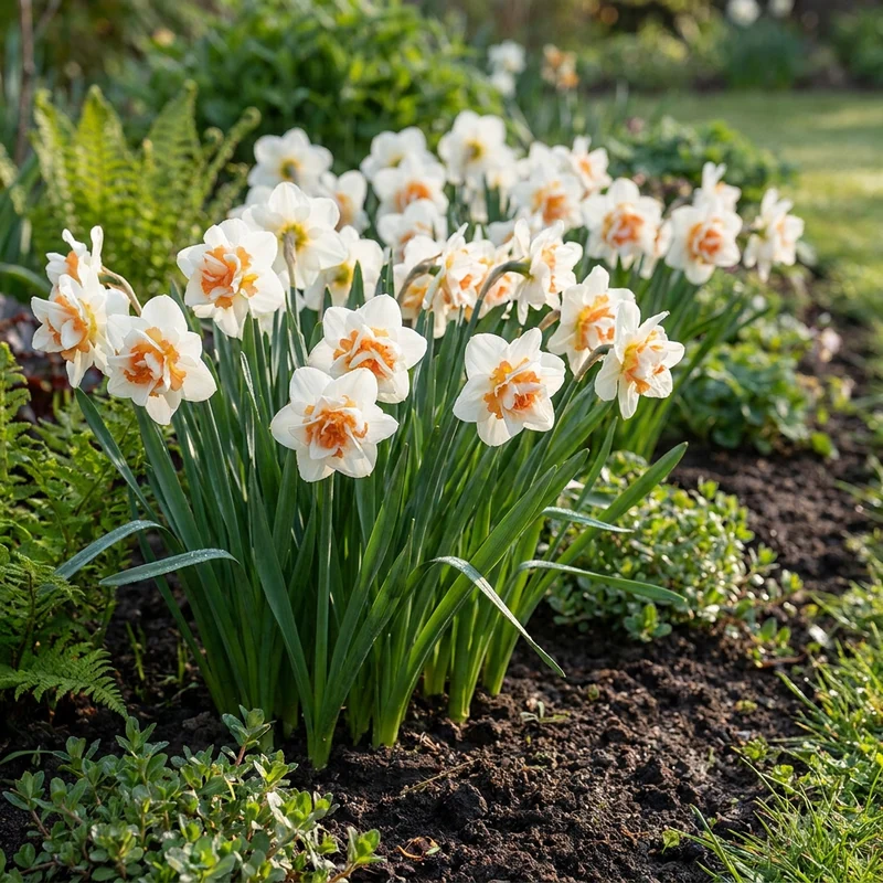 Gefüllte Narzisse Replete – Narcissus online kaufen | 20 bis 80 Blumenzwiebeln, weiß-apricot & gefüllt – Wurzelwerk Design