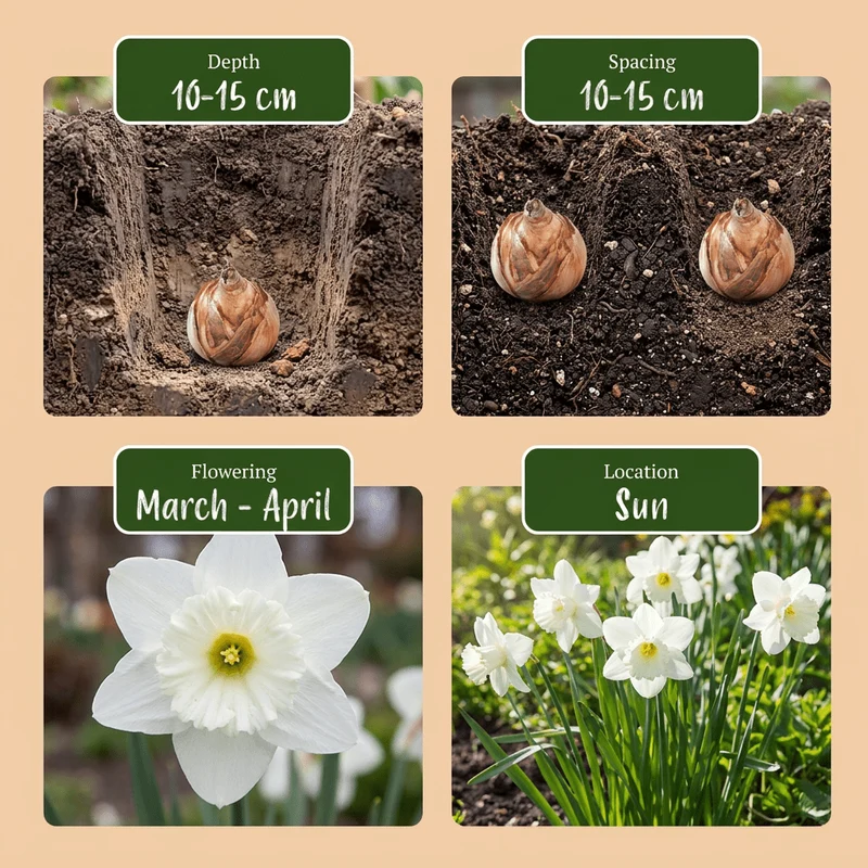 Narzisse Mount Hood – Narcissus online kaufen | 30 bis 120 Blumenzwiebeln, reinweiß & elegant – Wurzelwerk Design