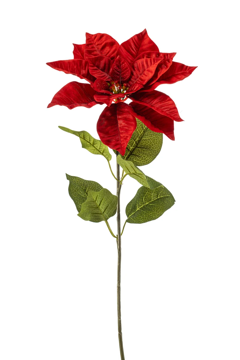 Poinsettia künstlich 65 cm - 1 Stiel - Rot