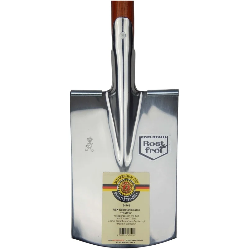 SHW Rex-Edelstahlspaten mit Tritt und Eschen-T-Stiel