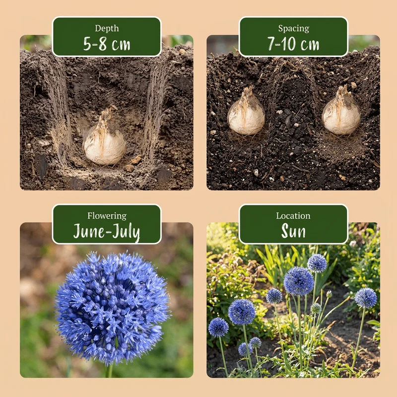 Blauer Kugellauch – Allium caeruleum online kaufen | 160 bis 320 Blumenzwiebeln, echtes Blau – Wurzelwerk Design
