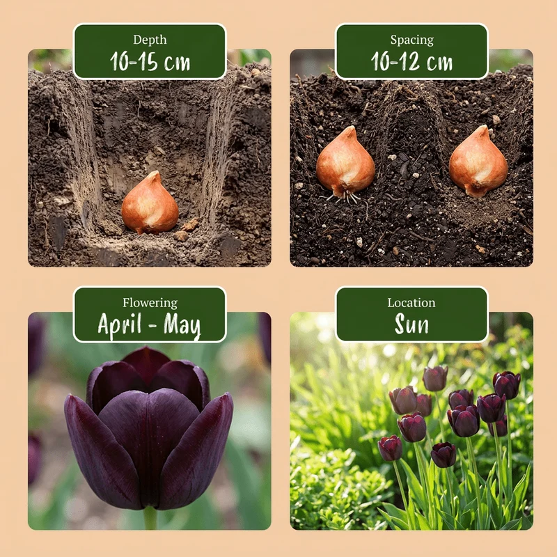 Triumph-Tulpe Dunkelviolett – Tulipa online kaufen | 24 bis 96 Blumenzwiebeln, fast schwarz & elegant – Wurzelwerk Design