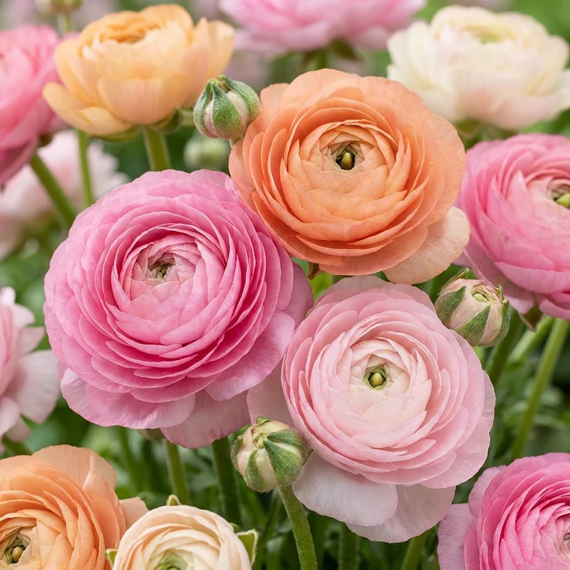 Ranunkeln Pastell-Mischung – Ranunculus online kaufen | 80 bis 320 Knollen, zarte Töne & Schnittblume – Wurzelwerk Design