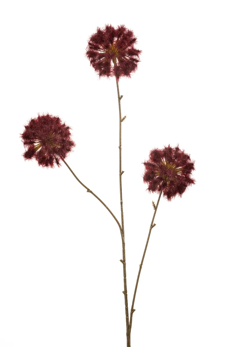 Pusteblume 3 Köpfe Künstlich 80 cm - 1 Stiel - Bordeaux