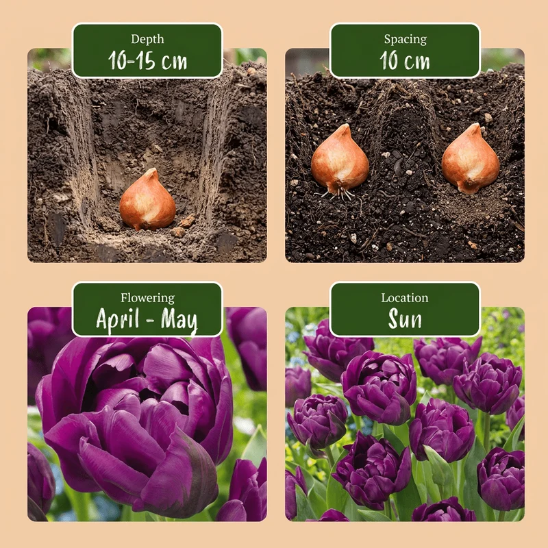 Gefüllte Tulpe Lila – Tulipa Double Lilac online kaufen | 24 bis 96 Blumenzwiebeln, gefüllt & päonienartig – Wurzelwerk Design