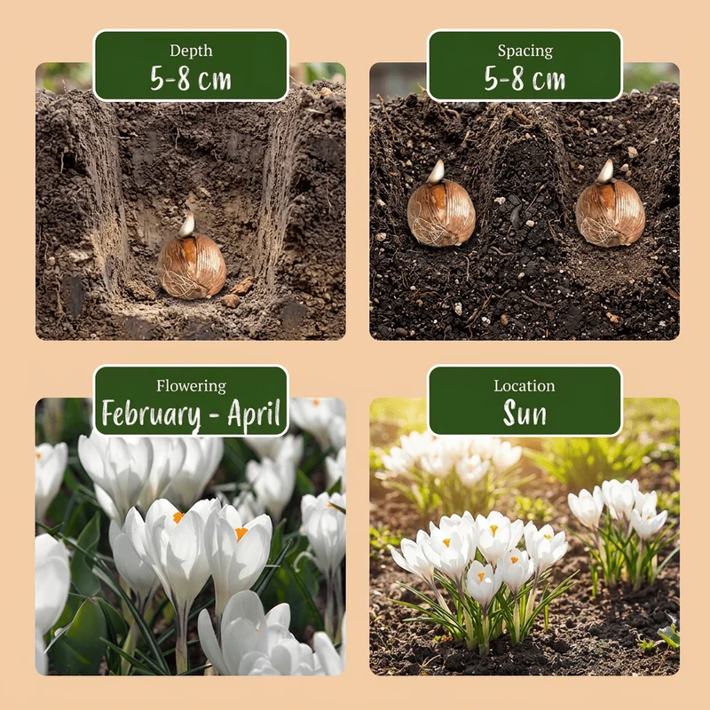 Krokus Weiß – Crocus online kaufen | 60 bis 240 Blumenzwiebeln, großblütig & reinweiß – Wurzelwerk Design