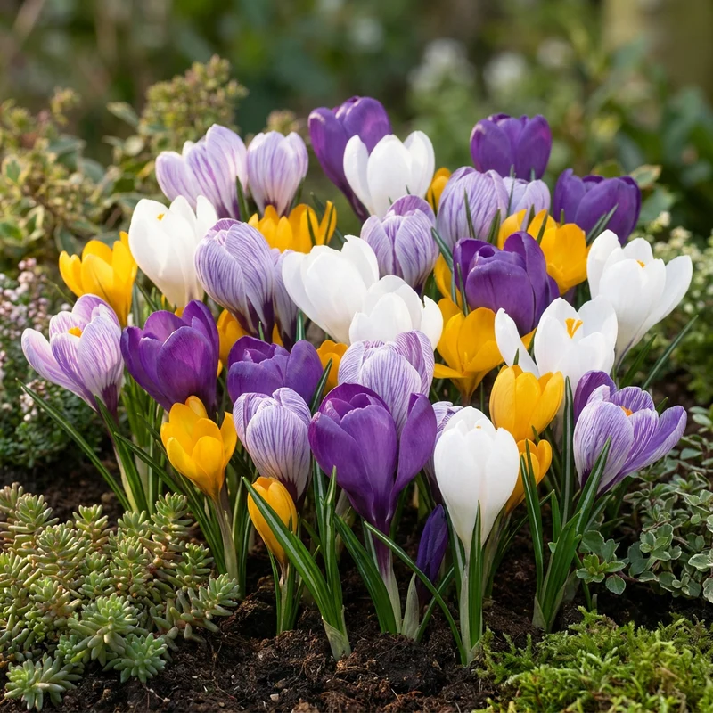 Großblütiger Krokus Mischung – Crocus online kaufen | 60 bis 240 Blumenzwiebeln, kräftige Farben – Wurzelwerk Design