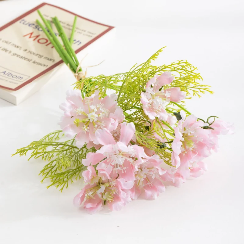 Künstlicher Kosmos-Blumenstrauß mit 10 Blüten, 37 cm, aus Seidenstoff - für Hochzeiten, Fotografie und Wohnaccessoires