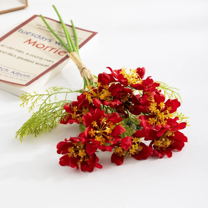 Künstlicher Kosmos-Blumenstrauß mit 10 Blüten, 37 cm, aus Seidenstoff - für Hochzeiten, Fotografie und Wohnaccessoires