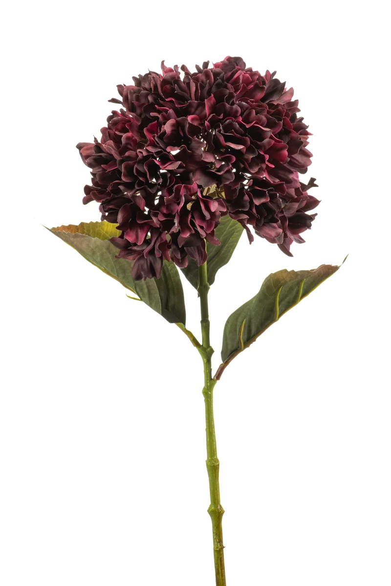Hortensie künstlich 75 cm - 1 Kopf - Bordeaux