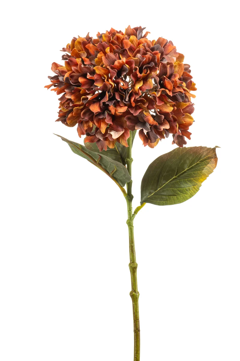 Hortensie künstlich 75 cm - 1 Kopf - Orange