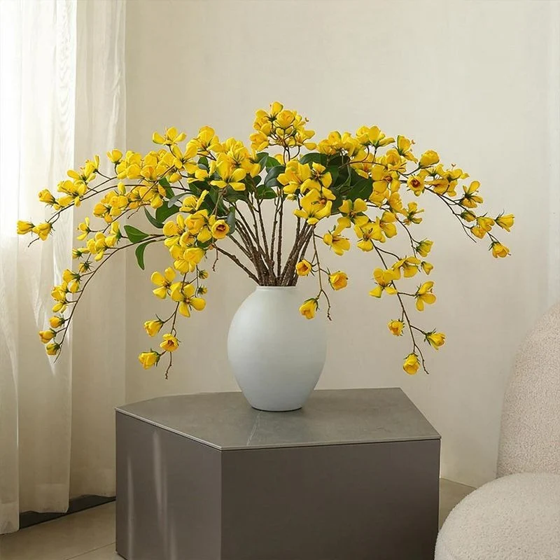 Künstliche Hartriegelblüten, 85 cm, 9 Blüten pro Stiel, Seidenstoff, für Innendekoration, Hotel, Einzelhandel, Hochzeit