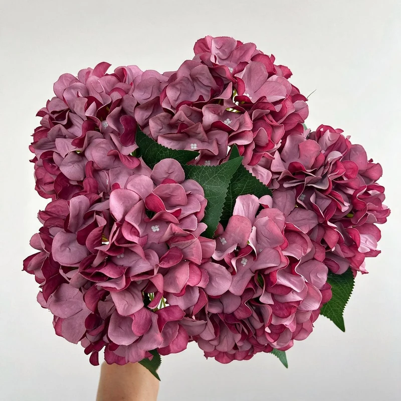46 cm künstliche Hortensien-Blumenstrauß, 225 Blüten, Hochzeitsschmuck, Innen- & Außendekoration, langlebig, pflegeleicht