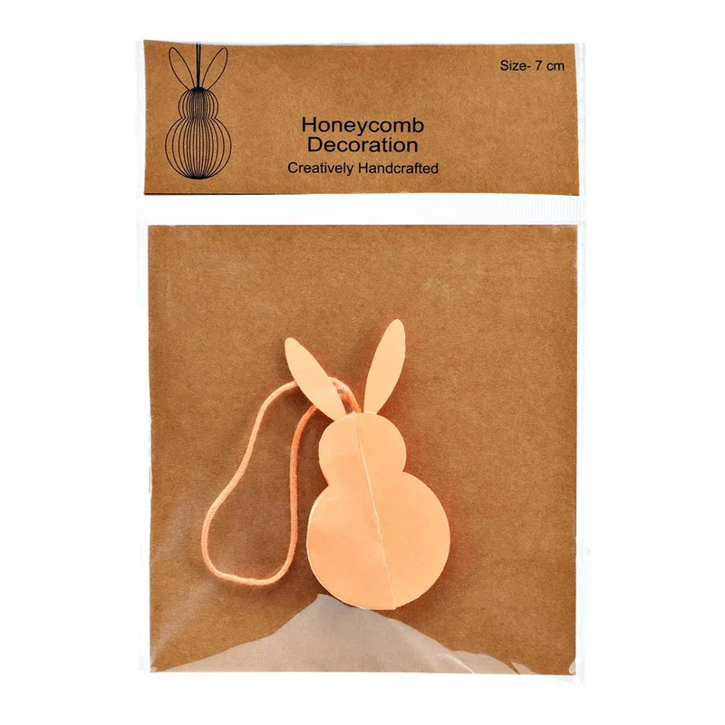 Osterhase zum Hängen aus Papier Orange Honeycomb