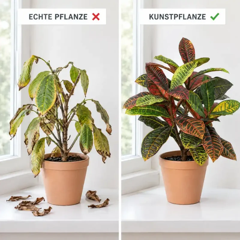 Künstliche Zimmerpflanze – bunter Kroton, 40 cm im Topf