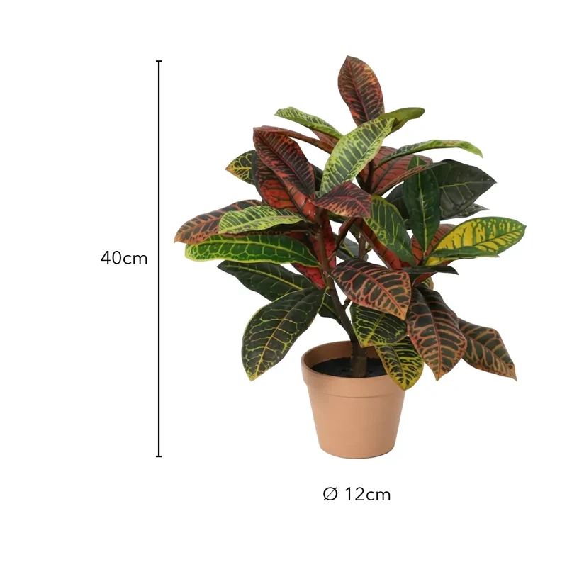 Künstliche Zimmerpflanze – bunter Kroton, 40 cm im Topf
