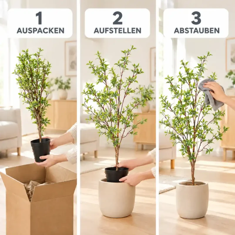 Kunstpflanze groß – künstliche Myrte, 83 cm im Topf