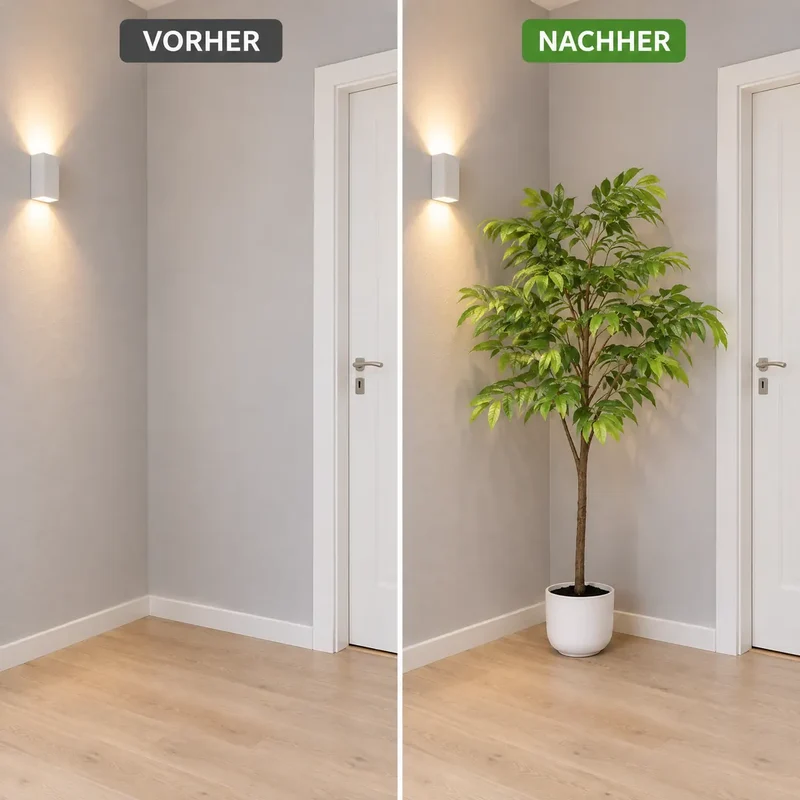 Kunstpflanze groß – tropischer Kunstbaum, 153 cm im weißen Topf