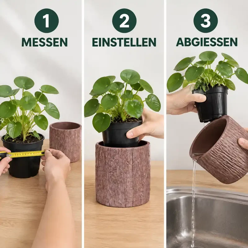 Übertopf für Orchideen – Keramik in Holzoptik mit Rindenrelief