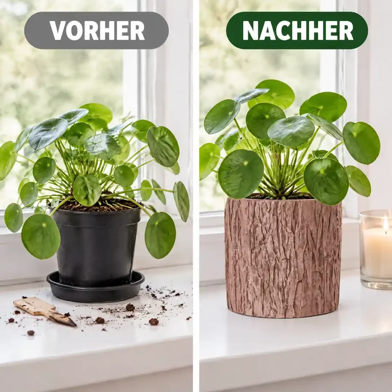 Übertopf für Orchideen – Keramik in Holzoptik mit Rindenrelief