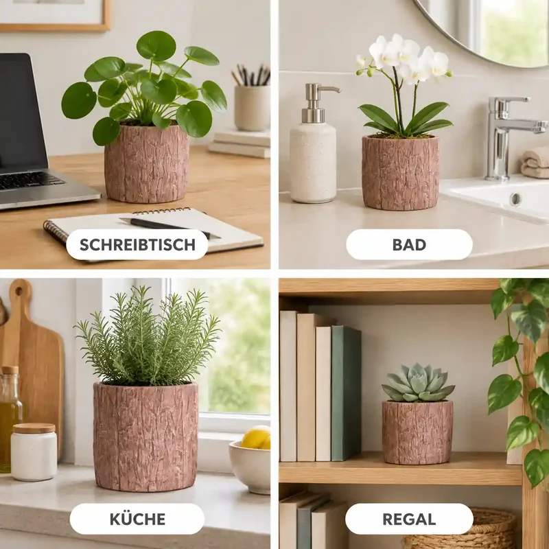Übertopf für Orchideen – Keramik in Holzoptik mit Rindenrelief