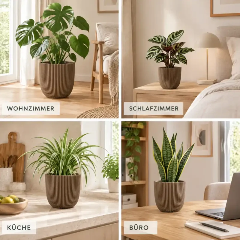 Übertopf groß – Rillen-Design in Taupe, Ø 17, 22 & 25 cm