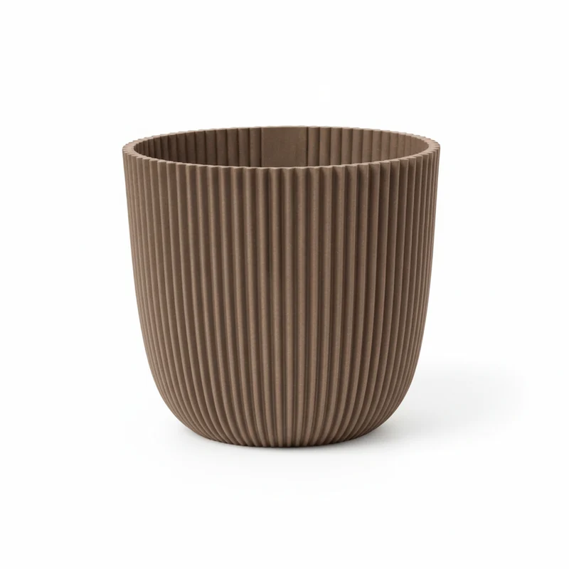 Übertopf groß – Rillen-Design in Taupe, Ø 17, 22 & 25 cm