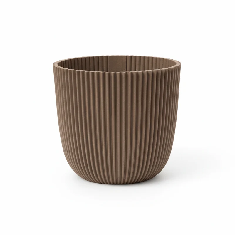 Übertopf groß – Rillen-Design in Taupe, Ø 17, 22 & 25 cm