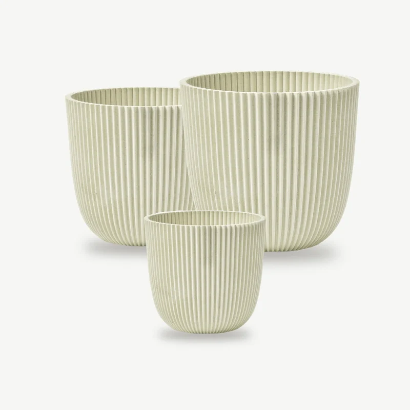 Blumentopf beige – Übertopf mit Rillen in 3 Größen