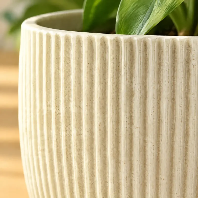Blumentopf beige – Übertopf mit Rillen in 3 Größen