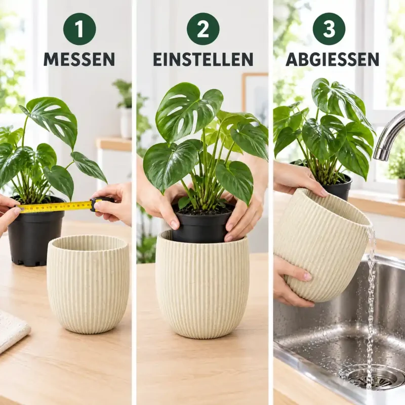 Blumentopf beige – Übertopf mit Rillen in 3 Größen
