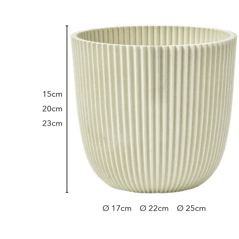 Blumentopf beige – Übertopf mit Rillen in 3 Größen