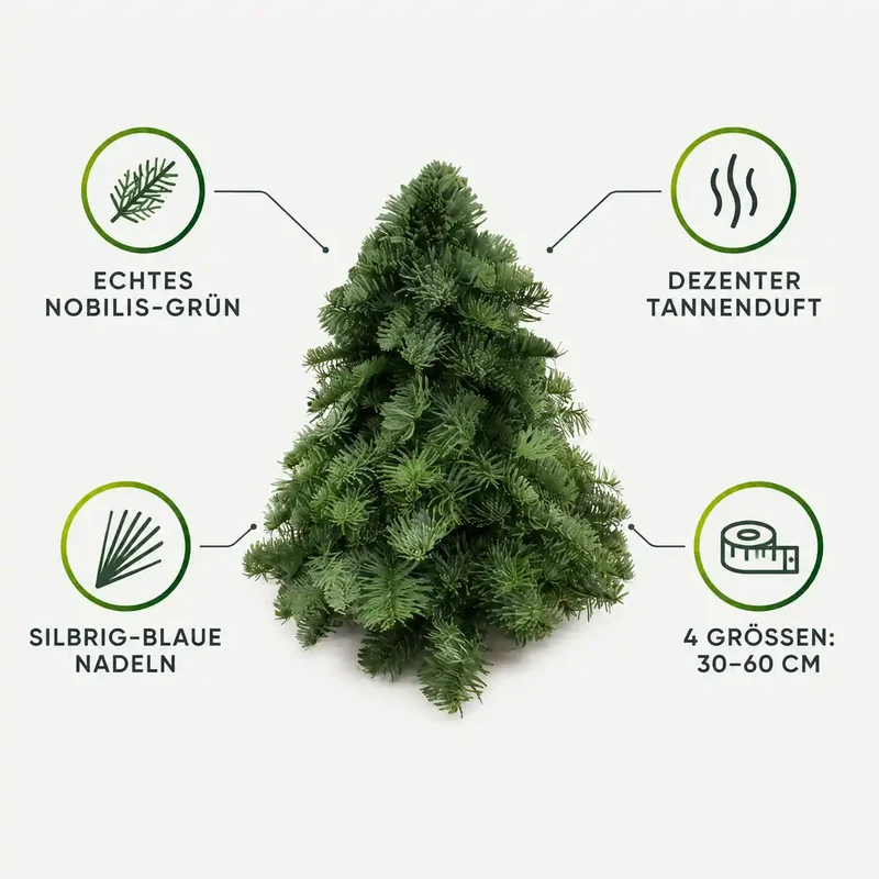 Kleiner Weihnachtsbaum – Nobilis-Tanne aus frischen Zweigen, 30–60 cm