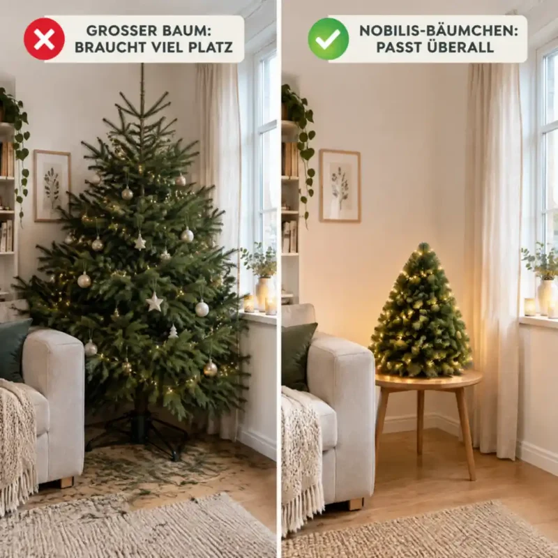 Kleiner Weihnachtsbaum – Nobilis-Tanne aus frischen Zweigen, 30–60 cm