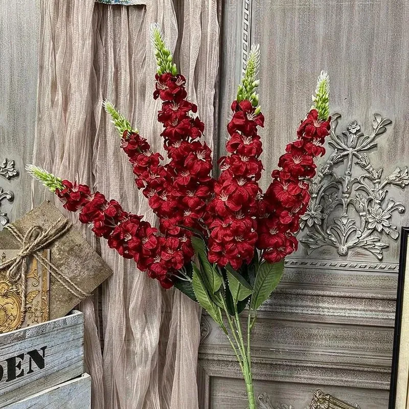 Künstliche Blumenstrauß, 57 cm, Seidenstoff, Goldgras, Rittersporn, Hyazinthe, Veilchen, Hochzeit, Innendekoration