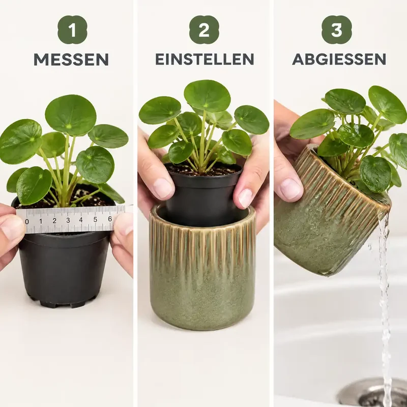 Kleiner Blumentopf aus Keramik – Mini-Übertopf mit Rillen, 3 Farben