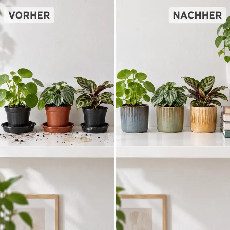 Kleiner Blumentopf aus Keramik – Mini-Übertopf mit Rillen, 3 Farben